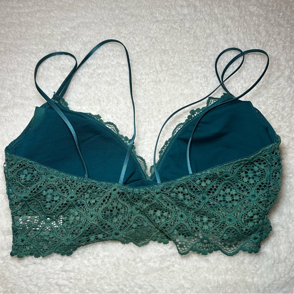 Auden Emerald Green Lace Lightly Lined Longline Bralette Medium - Picture 2 of 4